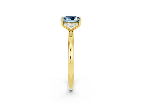 Yellow gold Princess Cut Aquamarine Solitaire Ring with Thin Band and Four-Prong Setting_2