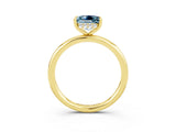 Yellow gold Princess Cut Aquamarine Solitaire Ring with Thin Band and Four-Prong Setting_3