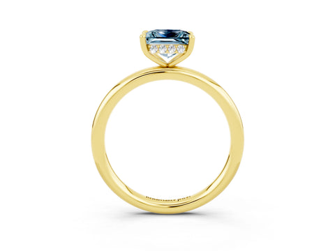 Yellow gold Princess Cut Aquamarine Solitaire Ring with Thin Band and Four-Prong Setting_3