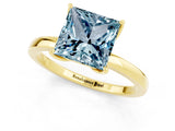 Yellow gold Princess Cut Aquamarine Solitaire Ring with Thin Band and Prong Setting_13