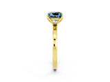Yellow gold Princess Cut Aquamarine Solitaire Ring with Thin Band and Prong Setting_14