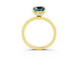 Yellow gold Princess Cut Aquamarine Solitaire Ring with Thin Band and Prong Setting_15