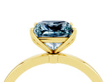 Yellow gold Princess Cut Aquamarine Solitaire Ring with Thin Band and Prong Setting_16