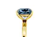 Yellow gold Princess Cut Aquamarine Solitaire Ring with Thin Band and Prong Setting_17