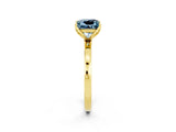 Yellow gold Princess Cut Aquamarine Solitaire Ring with Thin Band and Prong Setting_26