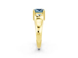 Yellow gold Princess Cut Aquamarine Solitaire Ring with Wide Band and Prong Setting_2