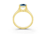 Yellow gold Princess Cut Aquamarine Solitaire Ring with Wide Band and Prong Setting_3