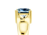 Yellow gold Princess Cut Aquamarine Solitaire Ring with Wide Band and Prong Setting_5