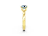 Yellow gold Princess Cut Aquamarine Solitaire Twist Band Prong Setting Ring_38