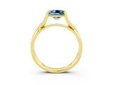 Yellow gold Princess Cut Aquamarine Solitaire Twist Band Prong Setting Ring_39