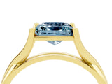 Yellow gold Princess Cut Aquamarine Solitaire Twist Band Prong Setting Ring_40