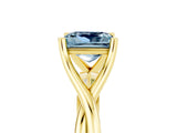 Yellow gold Princess Cut Aquamarine Solitaire Twist Band Prong Setting Ring_41