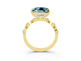 Yellow gold Princess Cut Aquamarine Solitaire Twisted Band with Round  Accents and Prong Setting_15