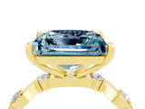 Yellow gold Princess Cut Aquamarine Solitaire Twisted Band with Round  Accents and Prong Setting_16