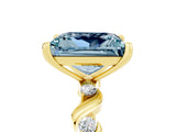 Yellow gold Princess Cut Aquamarine Solitaire Twisted Band with Round  Accents and Prong Setting_17