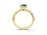 Yellow gold Princess Cut Aquamarine Solitaire with Side Stones, Pave Band, Four-Prong Setting_27
