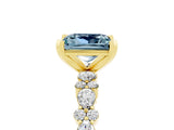 Yellow gold Princess Cut Aquamarine Solitaire with Side Stones, Pave Band, Four-Prong Setting_29