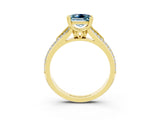Yellow gold Princess Cut Aquamarine Split Shank Engagement Ring with Pavé Band_3