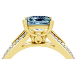 Yellow gold Princess Cut Aquamarine Split Shank Engagement Ring with Pavé Band_4