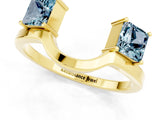 Yellow gold Princess Cut Aquamarine Two-Stone Open Band Ring with Four-Prong Setting_7