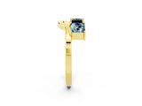 Yellow gold Princess Cut Aquamarine Two-Stone Open Band Ring with Four-Prong Setting_8