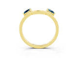 Yellow gold Princess Cut Aquamarine Two-Stone Open Band Ring with Four-Prong Setting_9