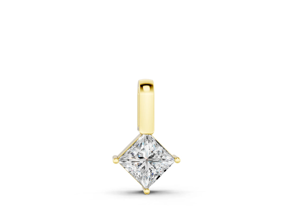 Yellow gold Princess Cut Bezel Set Diamond Pendant_6