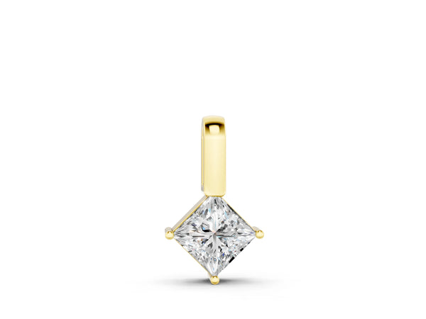 Yellow gold Princess Cut Bezel Set Diamond Pendant