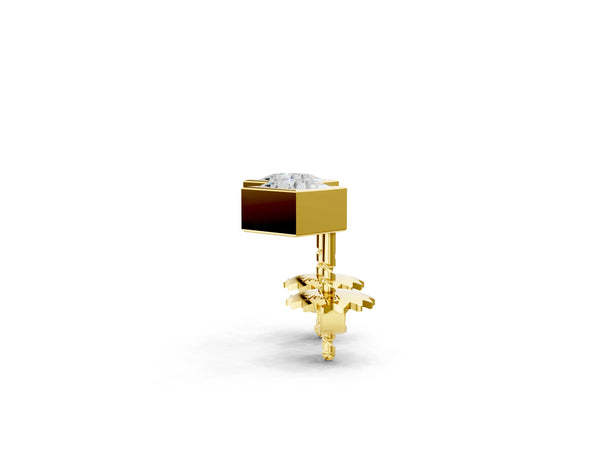 Yellow gold Princess Cut Bezel Set Diamond Stud Earrings