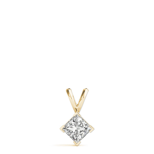 Yellow gold Princess Cut Bezel Set Pendant 1