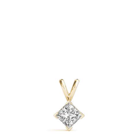 Yellow gold Princess Cut Bezel Set Pendant 1