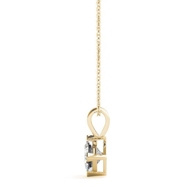 Yellow gold Princess Cut Bezel Set Pendant 2