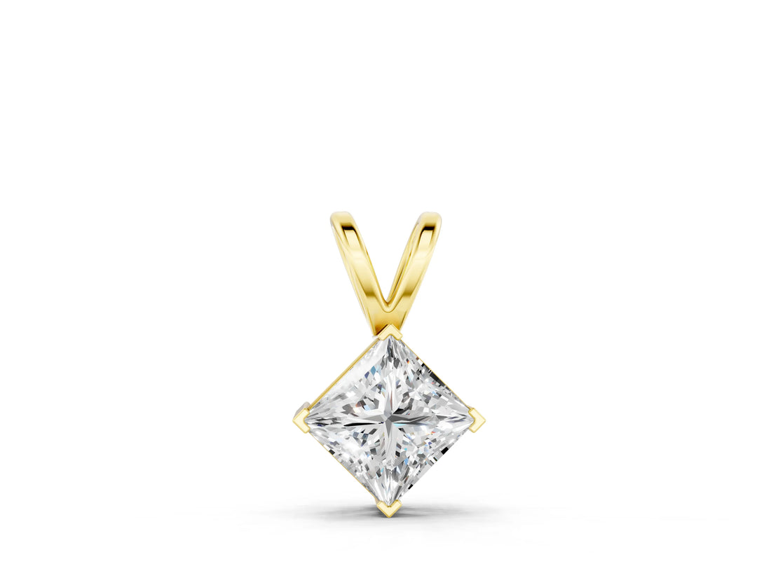 Yellow gold Princess Cut Bezel Set Pendant_11