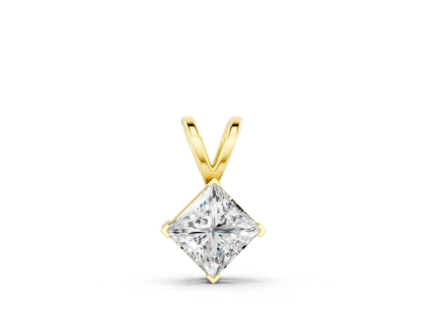 Yellow gold Princess Cut Bezel Set Pendant