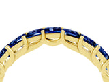 Yellow gold Princess Cut Blue Sapphire Channel-Set Eternity Band with Prong Setting_10