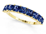 Yellow gold Princess Cut Blue Sapphire Channel-Set Eternity Band with Prong Setting_7