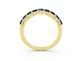 Yellow gold Princess Cut Blue Sapphire Channel-Set Eternity Band with Prong Setting_9
