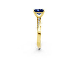 Yellow gold Princess Cut Blue Sapphire Engagement Ring with Side Stone Accents and Four-Prong Setting_62