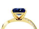 Yellow gold Princess Cut Blue Sapphire Engagement Ring with Side Stone Accents and Four-Prong Setting_64