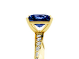Yellow gold Princess Cut Blue Sapphire Engagement Ring with Side Stone Accents and Four-Prong Setting_65