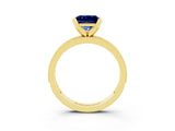 Yellow gold Princess Cut Blue Sapphire Milgrain Pavé Engagement Ring with Four-Prong Setting_15