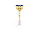 Yellow gold Princess Cut Blue Sapphire Ring with Side Stones and Four-Prong Setting_38
