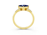 Yellow gold Princess Cut Blue Sapphire Ring with Side Stones and Four-Prong Setting_39