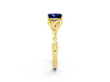 Yellow gold Princess Cut Blue Sapphire Solitaire Celtic Knot Ring with Four-Prong Setting_14