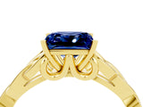 Yellow gold Princess Cut Blue Sapphire Solitaire Celtic Knot Ring with Four-Prong Setting_16