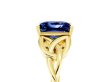 Yellow gold Princess Cut Blue Sapphire Solitaire Celtic Knot Ring with Four-Prong Setting_17