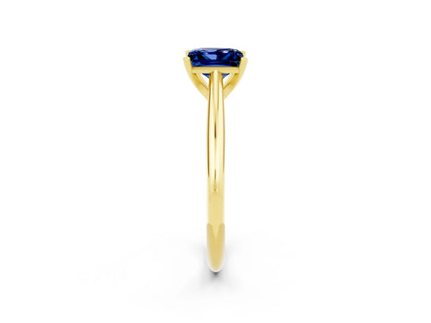 Yellow gold Princess Cut Blue Sapphire Solitaire Engagement Ring with Cathedral Setting and Four-Prong Mount_14