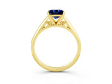 Yellow gold Princess Cut Blue Sapphire Solitaire Engagement Ring with Cathedral Setting and Four-Prong Mount_27