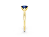 Yellow gold Princess Cut Blue Sapphire Solitaire Engagement Ring with Cathedral Setting and Four-Prong Mount_74