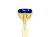 Yellow gold Princess Cut Blue Sapphire Solitaire Engagement Ring with Cathedral Setting and Four-Prong Mount_77